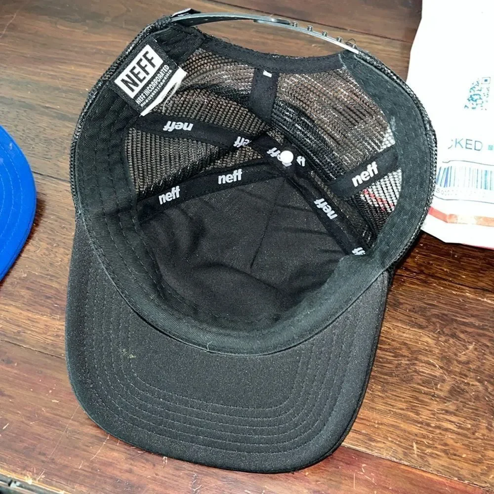 Kids youth rainbow tie-dye Black Neff Jordy snapback mesh trucker cap hat- Rare